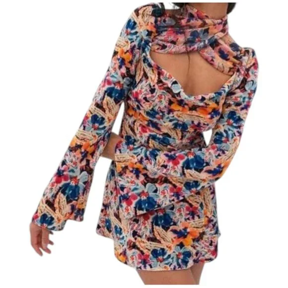 For Love & Lemons Blake Mini Dress Floral Cutout M - Picture 3 of 14